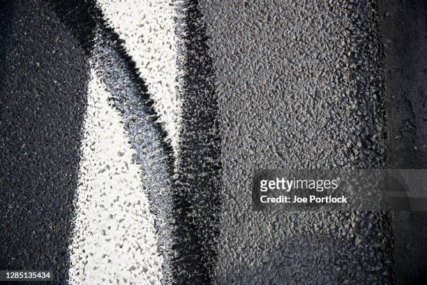 Detail shot of tyre marks after Pierre Gasly of France and Scuderia AlphaTauri performed donuts on 15 July Martyrs Bridge over the Bosphorus during...