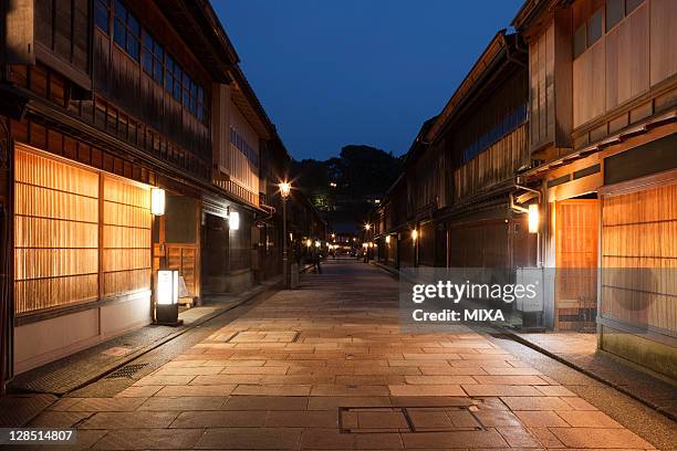 night view of higashi chaya district, kanazawa, ishikawa, japan - kanazawa stock pictures, royalty-free photos & images