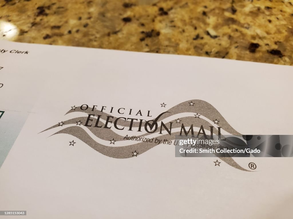 Mail In Detail of a official mail in ballot envelope reading