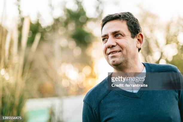 middle aged man portrait - looking away stock pictures, royalty-free photos & images