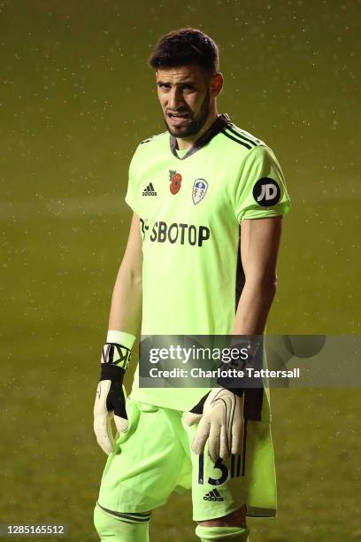 Kiko Casilla of Leeds United U21's looks on during the EFL Trophy match between Blackpool and Leeds United U21 at Bloomfield Road on November 11,...