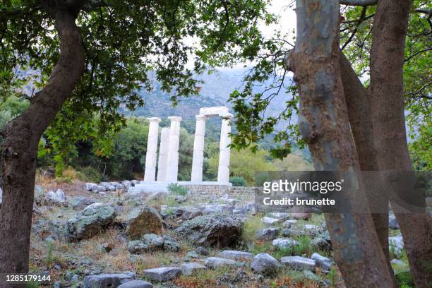 temple de hieron au sanctuaire des grands dieux, île de samothrace, grèce - samothrace photos et images de collection