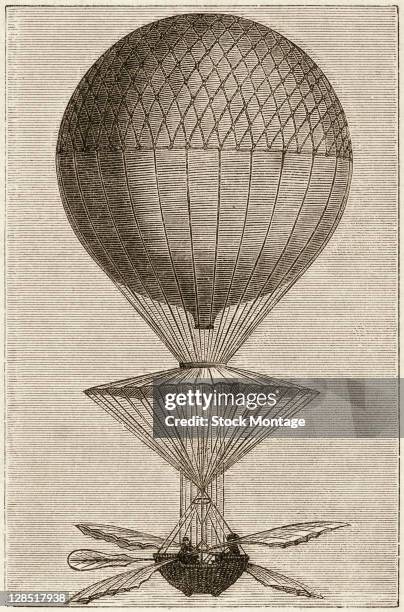 Illustration shows the first balloon ascent of French inventor and aeronaut Jean-Pierre Blanchard , Paris, France, March 2, 1784.