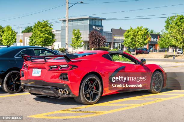 chevrolet corvette stingray c8 - red corvette stock pictures, royalty-free photos & images