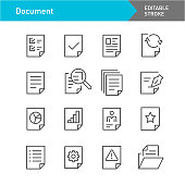 Document Icons Set - Line Series - Editable Stroke