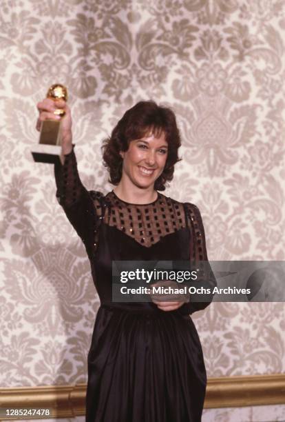 American film producer Kathleen Kennedy attends the 40th Annual Golden Globe Awards, held at the Beverly Hilton Hotel in Beverly Hills, California,...