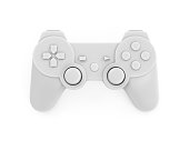 3d rendering white video game controller on white background
