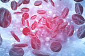 Blood cells on scientific background.3d illustration