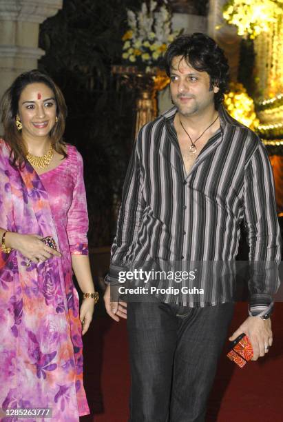 Natasha Madhwani and Fardeen Khan attend the 'Mata Ki Chowki' hosted by Sanjay Dutt on October 06, 2010 in Mumbai, India