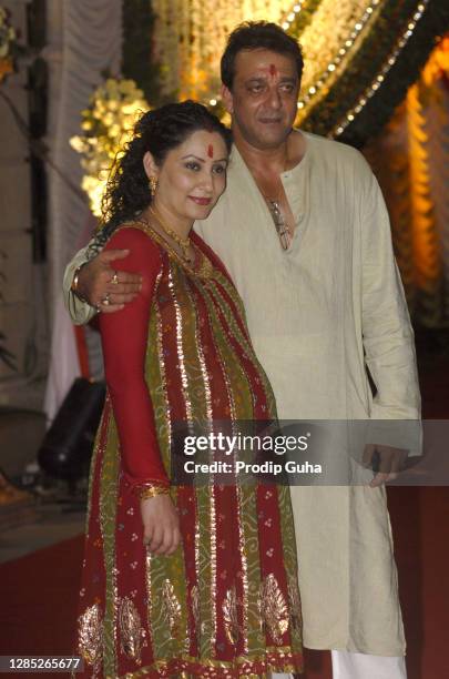 Manyata Dutt and Sanjay Dutt attend the 'Mata Ki Chowki' hosted by Sanjay Dutt on October 06, 2010 in Mumbai, India