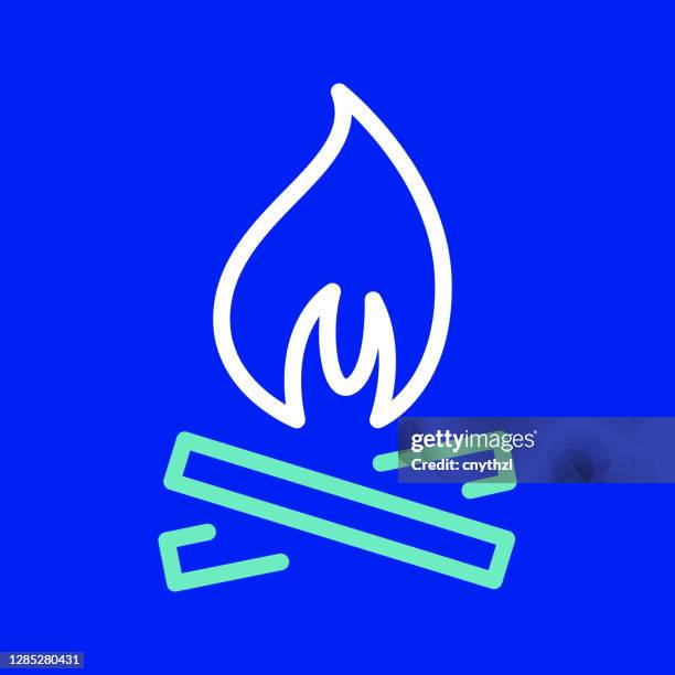 campfire line icon. editable stroke. simple outline icons. - flame icon editable stock illustrations