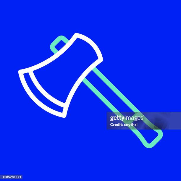 axe line icon. editable stroke. simple outline icons. - tree cutting vector stock illustrations