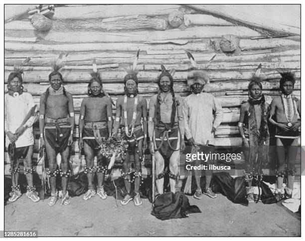 antique black and white photo of the united states: natives - minority groups stock illustrations
