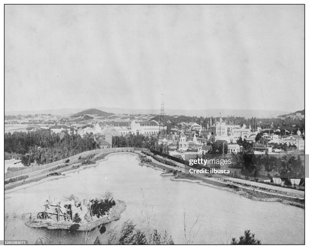 Antique black and white photo of the United States: Golden gate park and Mid-Winter Fair, San Francisco
