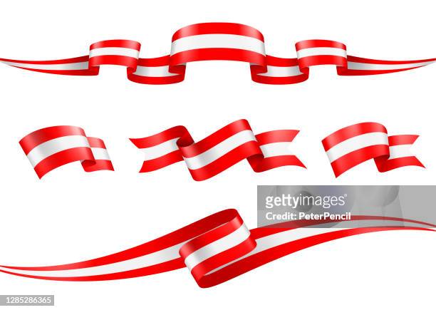 austria flag ribbon set - vector stock illustration - austria flag stock illustrations