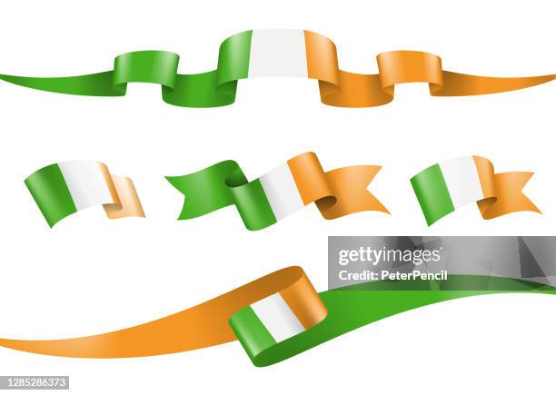 ireland flag ribbon set - vector stock illustration - republic of ireland flag stock illustrations