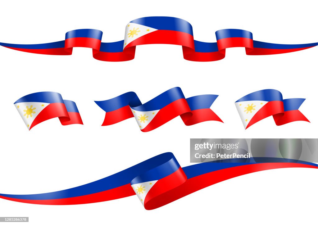 Flag Ribbon Design Philippines Flag Ribbon Set Vector Stock Illustration High-Res Vector ...