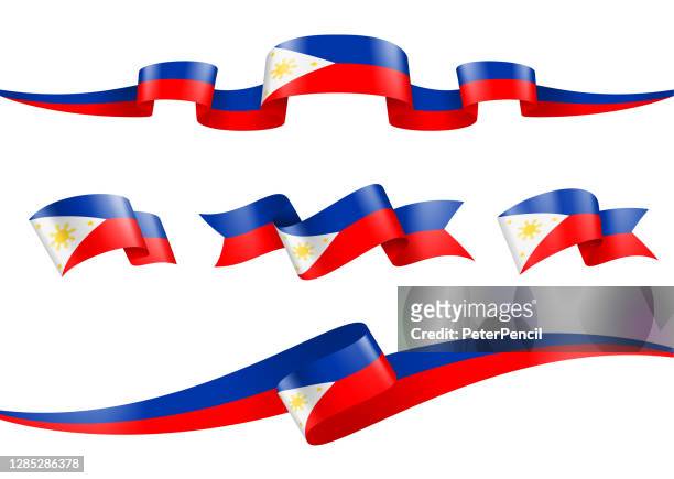 philippines flag ribbon set - vector stock illustration - philippines national flag stock illustrations