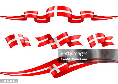 Danish Ruck Rbbon Denmark Flag Ribbon Set Vector Stock Illustration High-Res Vector ...
