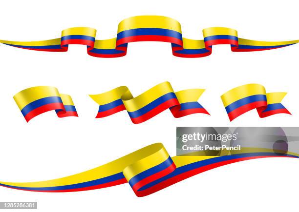 columbia flag ribbon set - vector stock illustration - colombia stock illustrations