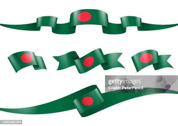 ilustrações, clipart, desenhos animados e ícones de conjunto de fitas da bandeira de bangladesh - ilustração de estoque vetorial - flag of bangladesh