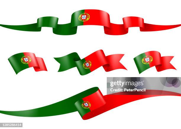 illustrations, cliparts, dessins animés et icônes de portugal flag ribbon set - illustration de stock vectoriel - portugal