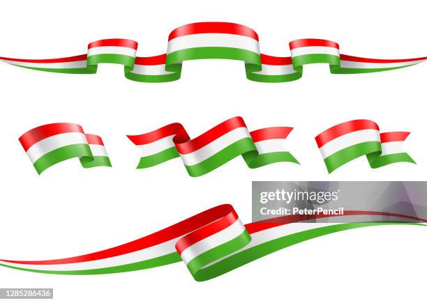 ungarn flagge band set - vektor stock illustration - ungarn stock-grafiken, -clipart, -cartoons und -symbole