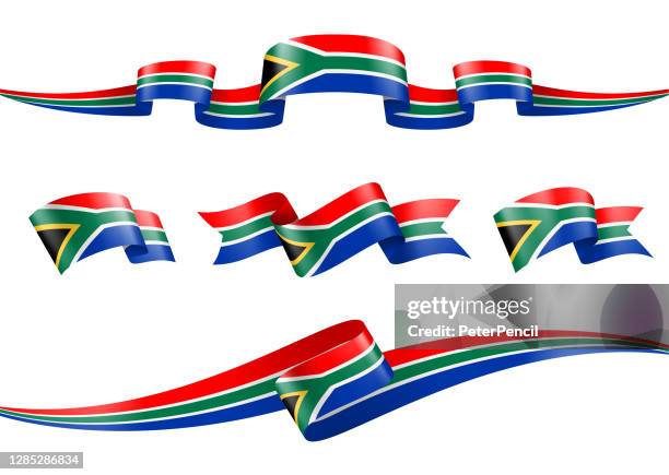 südafrika flagge band set - vektor stock illustration - south africa flag stock-grafiken, -clipart, -cartoons und -symbole