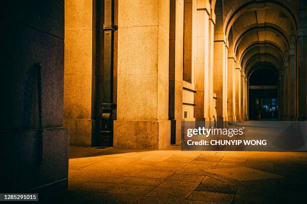 court of final appeal building (or legislative council or supreme court) in central hong kong at night - supreme court hall stock pictures, royalty-free photos & images