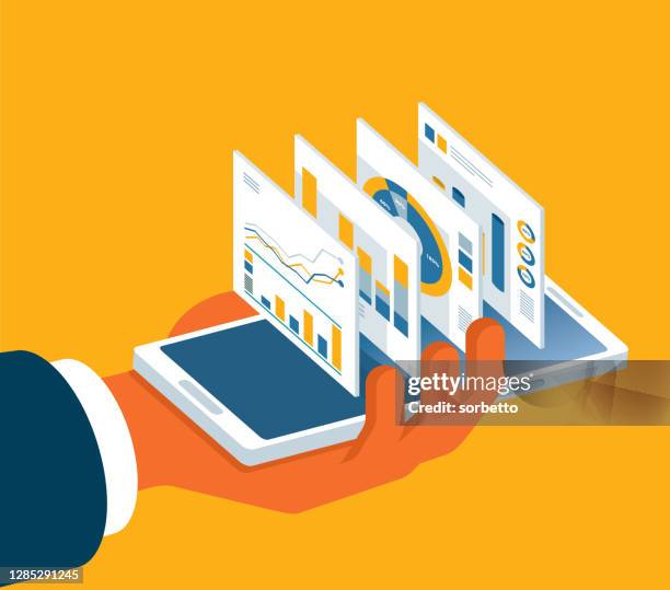 market graph in mobile phone - watching stock illustrations stock illustrations