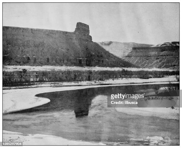 antique black and white photo of the united states: gunnison butte, green river, utah - futomaki stock illustrations