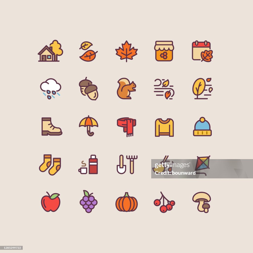 Autumn Color Outline Icons