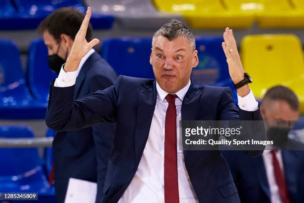 Sarunas Jasikevicius, head coach of FC Barcelona during the 2020/2021 Turkish Airlines EuroLeague match between FC Barcelona and Fenerbahce Beko...
