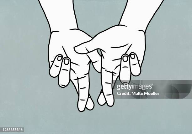 hands with fingers crossed - finger kreuzen stock-grafiken, -clipart, -cartoons und -symbole