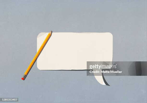 pencil over blank speech bubble - education stock illustrations