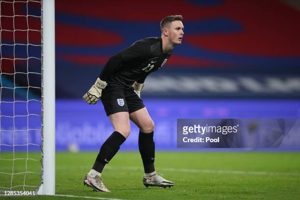 Dean Henderson of England in action during the international friendly match between England and the Republic of Ireland at Wembley Stadium on...