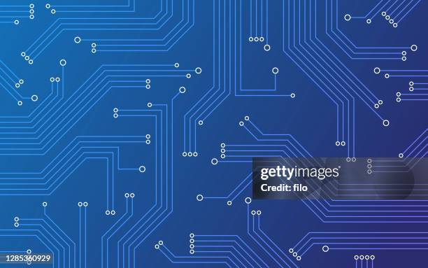 stockillustraties, clipart, cartoons en iconen met blue tech circuit board abstracte achtergrond - computer chip