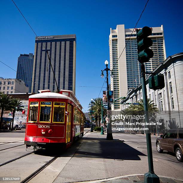cable car - canal street new orleans stock pictures, royalty-free photos & images