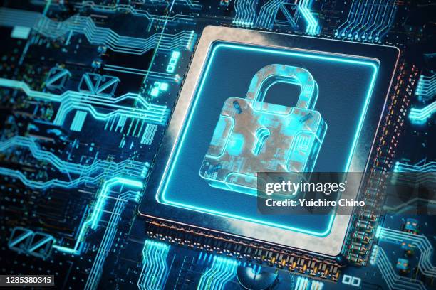abstract security lock on futuristic circuit board - password strength stock pictures, royalty-free photos & images