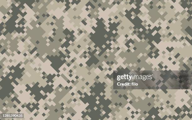 stockillustraties, clipart, cartoons en iconen met militaire digitale pixel camouflage achtergrond patroon - veterans day