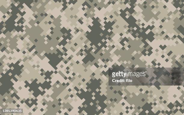 military digital pixel camouflage background pattern - beige stock illustrations