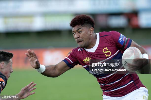 Tevita Latu of Southland during the Mitre 10 Cup Rd 10 - Counties Manukau v Southland on November 13, 2020 in Pukekohe, New Zealand.