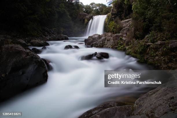 tawhai falls at tongariro national park - tongariro crossing stock pictures, royalty-free photos & images