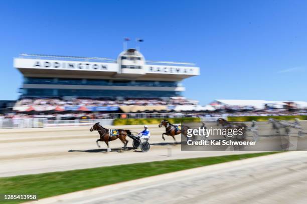 General view of the Metropolitan Stand in Race 10 Majestic Son Dominion during the Show Day races at Addington Raceway on November 13, 2020 in...