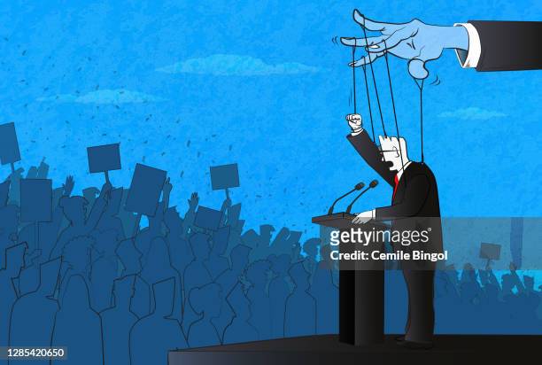 der politiker als marionette - politik stock-grafiken, -clipart, -cartoons und -symbole