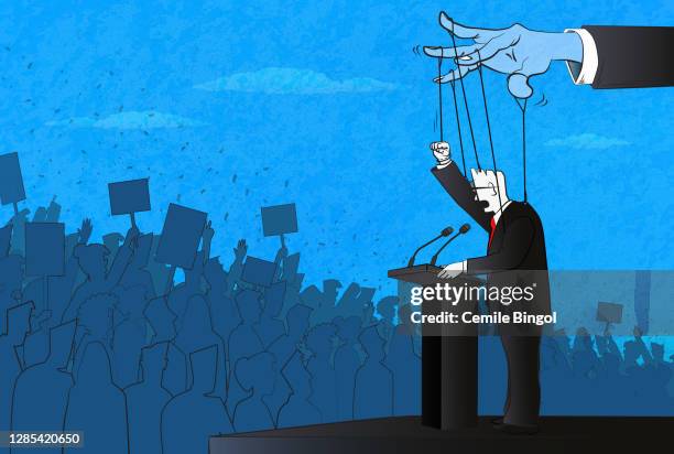 the politician as a marionette - puppet stock illustrations