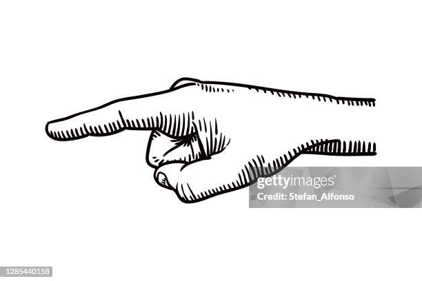 vector drawing of a hand with index finger extended - index finger stock illustrations