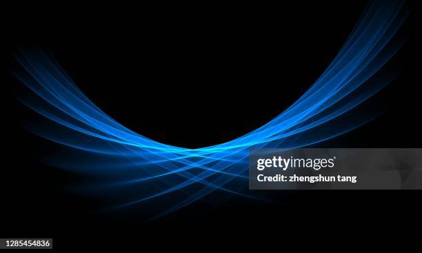 abstract blue lines, isolated on black background - lisa tang imagens e fotografias de stock