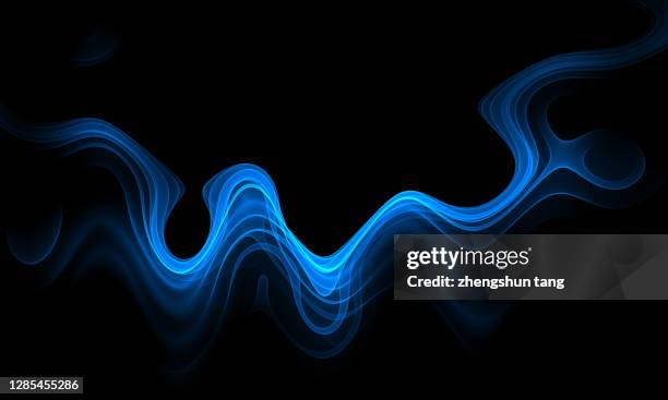 abstract blue wave, isolated on black background - lisa tang imagens e fotografias de stock