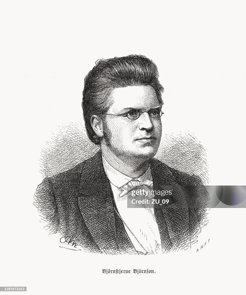 Bjørnstjerne Martinius Bjørnson (1832-1910), Norwegian poet, wood engraving, published 1893